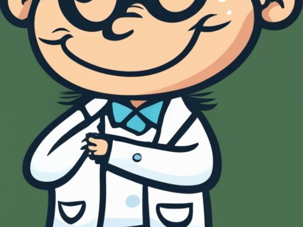 A two color curious cartoon scientist design for kids tshirt png file