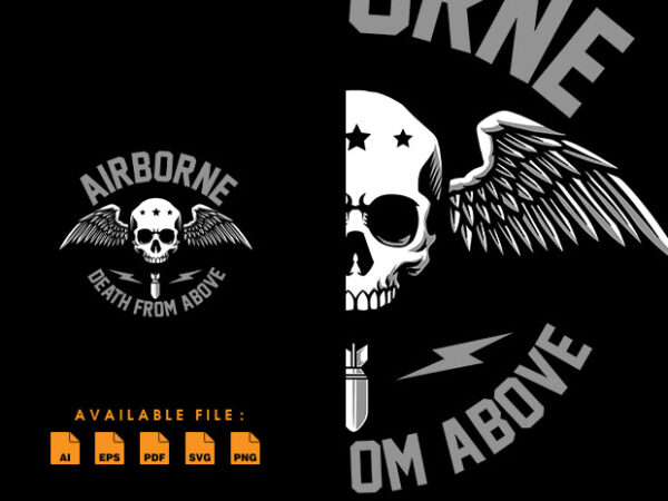 Airborne skull t shirt design