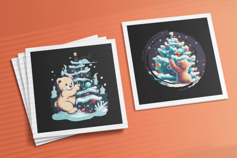 Christmas Bear Illustration for POD Clipart Design is Also perfect for any project: Art prints, t-shirts, logo, packaging, stationery, merchandise, website, book cover, invitations, and more