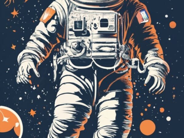 astronaut floating in space, t-shirt design, stencil png file, retro  design, banksy, sharp edges png file - Buy t-shirt designs