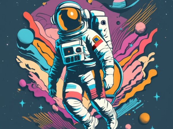 Astronaut floating in space, t-shirt design png file
