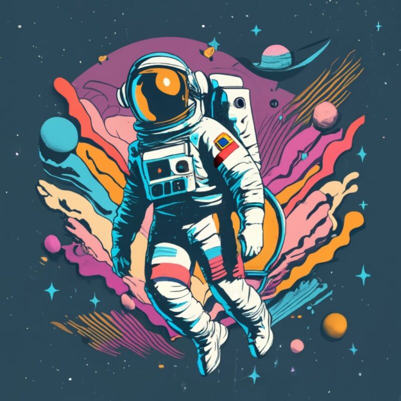 astronaut floating in space, t-shirt design PNG File