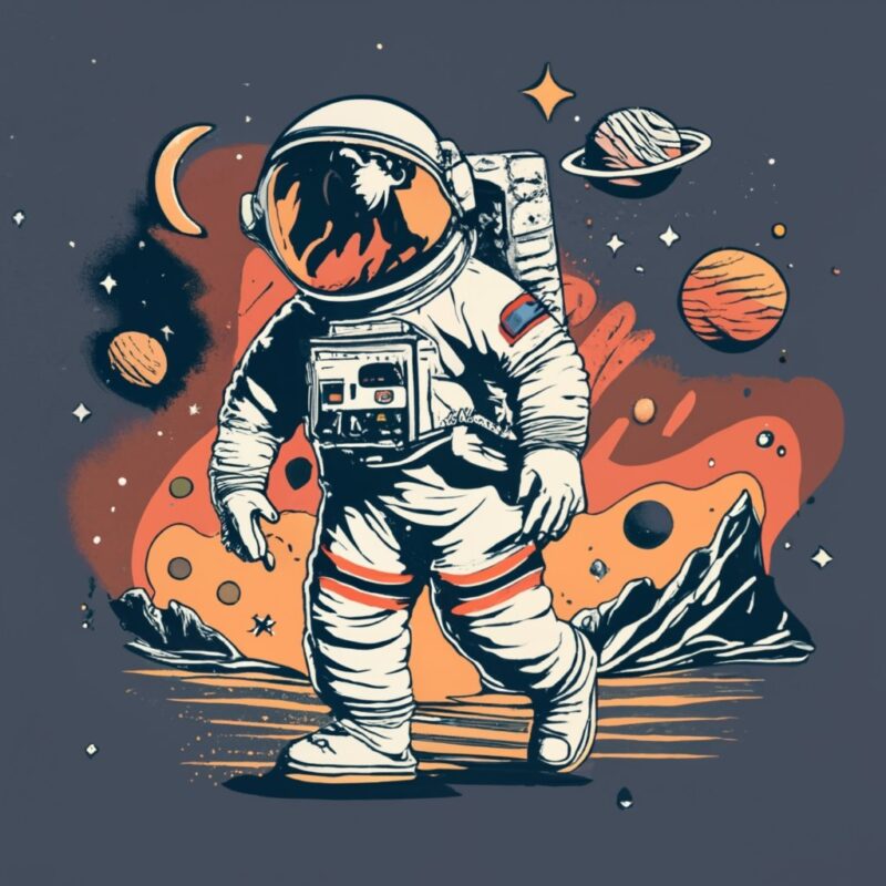 astronaut moonwalking in space, t-shirt design, stencil, retro design, with text “XEN DANCE SPACE”, conceptual art PNG File