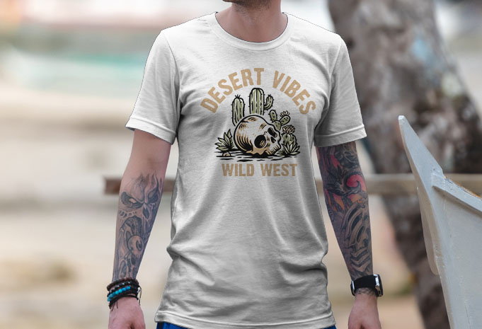 Desert skull T shirt Design
