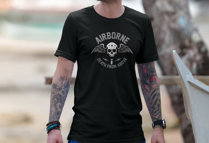 Airborne skull T shirt Design
