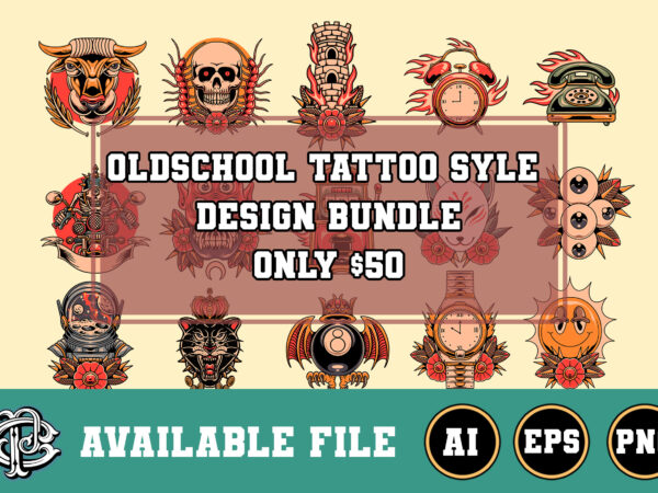 Oldschool tattoo style design bundle 3