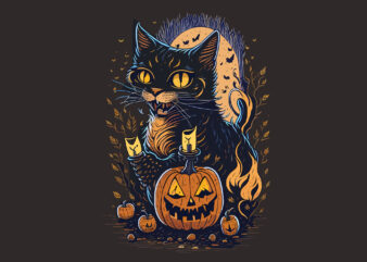Spooky Cat Witch Hallowen Day