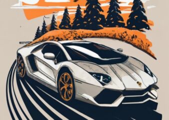 create a visually stunning t-shirt design featuring a racing Lamborghini aventador in minimalist charcoal sketch PNG File