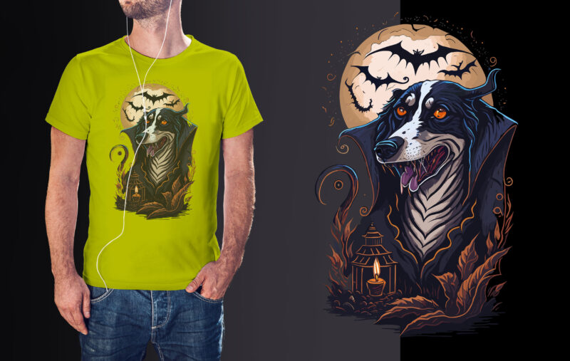 Spooky Dog Halloween Tshirt Design