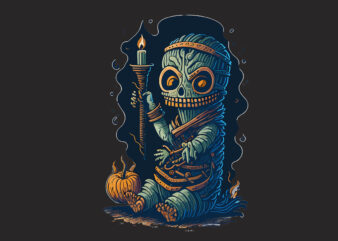 Cute Spooky Mummy Halloween Tshirt Design