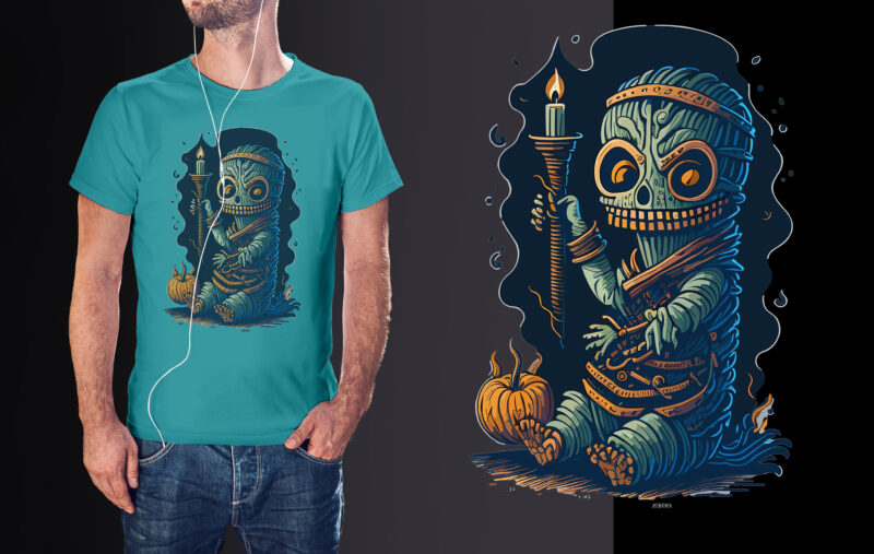 Cute Spooky Mummy Halloween Tshirt Design
