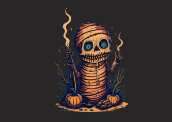 Funny Cute Spooky Mummy Halloween Tshirt Design