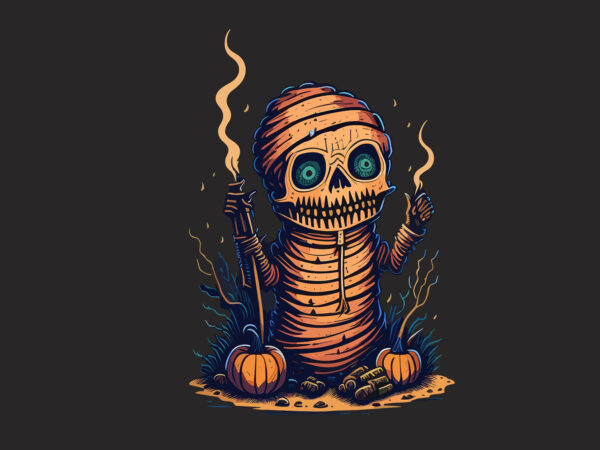 Funny cute spooky mummy halloween tshirt design