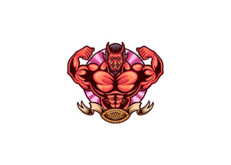 devil gym t shirt vector illustration