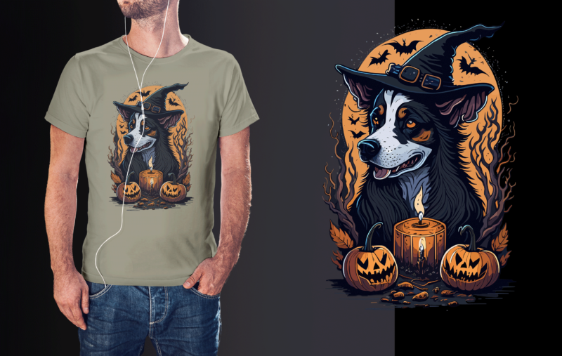 Spooky Shepherd Dog Witch Halloween