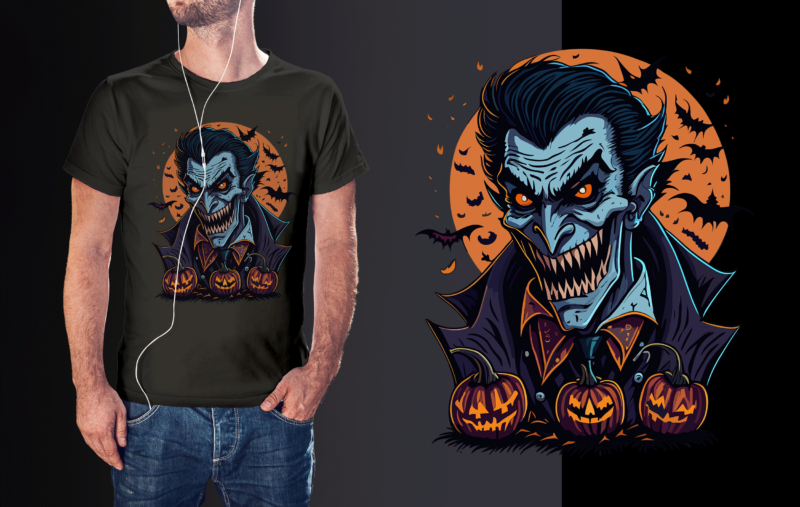 Spooky Dracula Halooween Witch Tshirt Design