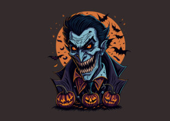 Spooky Dracula Halooween Witch Tshirt Design