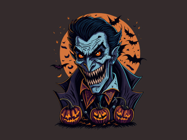 Spooky dracula halooween witch tshirt design