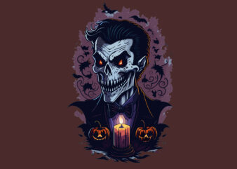 Spooky Dracula Halloween Tshirt Vector