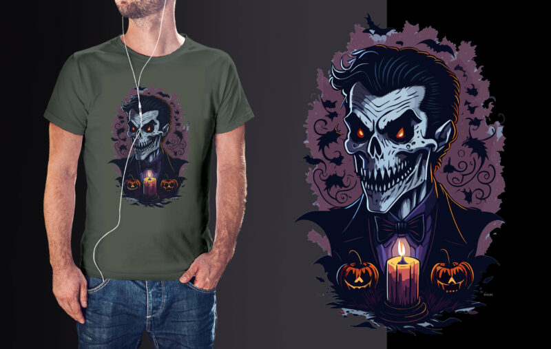 Spooky Dracula Halloween Tshirt Vector