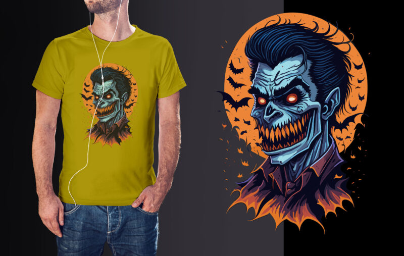 Spooky Dracula Vampure Halloween Tshirt Design