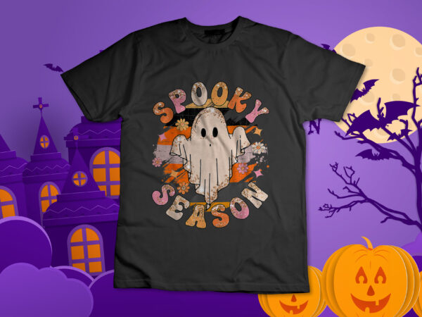 Groovy spooky season ghost flower halloween costume girls t-shirt design
