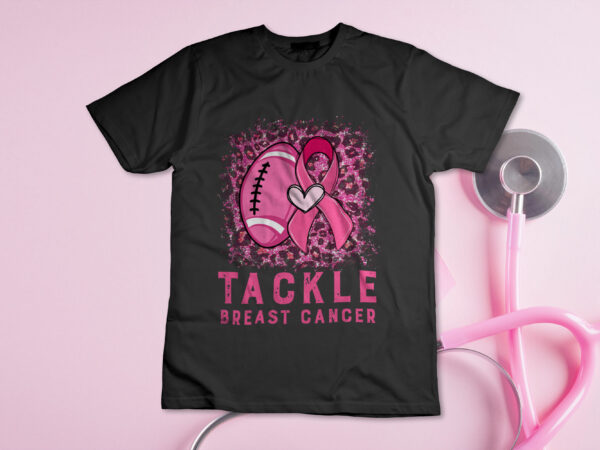 Woman tackle football pink ribbon breast cancer awareness shirt design