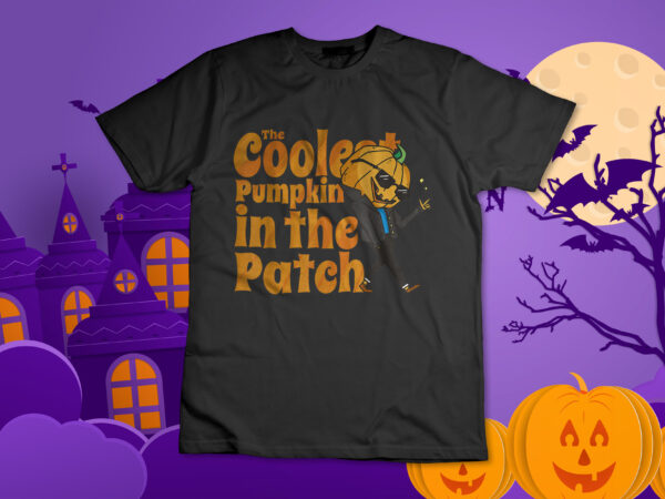 The coolest pumpkin in the patch kids boys pumpkin halloween t-shirt design