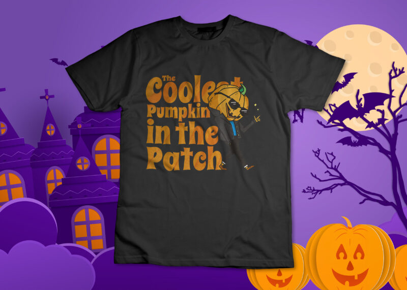 The Coolest Pumpkin In The Patch Kids Boys Pumpkin Halloween T-Shirt Design
