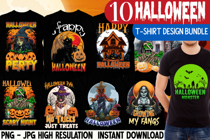 Halloween T-shirt Design Mega Bundle