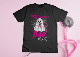 Breast Cancer Is Boo Sheet Halloween Breast Cancer awareness T-Shirt Design