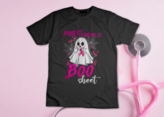 Breast Cancer Is Boo Sheet Halloween Breast Cancer awareness T-Shirt Design