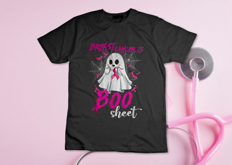 Breast Cancer Is Boo Sheet Halloween Breast Cancer awareness T-Shirt Design