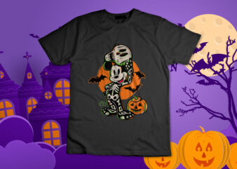 Disney 100 – Mickey Skeleton Costume T-Shirt Design