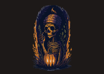 Spooky Lantern Mummy Skull Halloween Ghost t shirt template vector