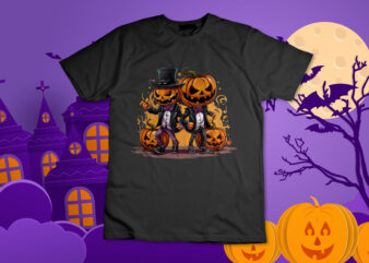 Fall Autumn Halloween Jack O Lantern funny pumpkins in suits Shirt Design
