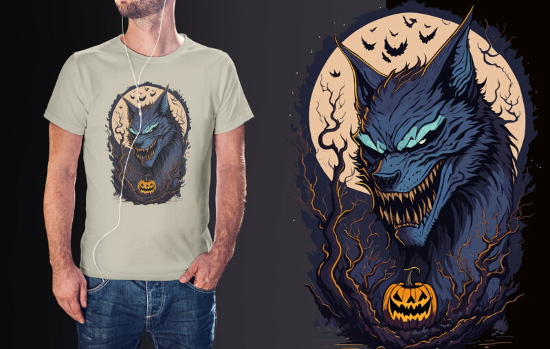 Spooky Gargoyle Halloween Wolf