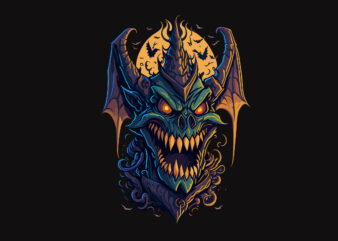 Spooky Gargoyle Monster Halloween Tshirt Design