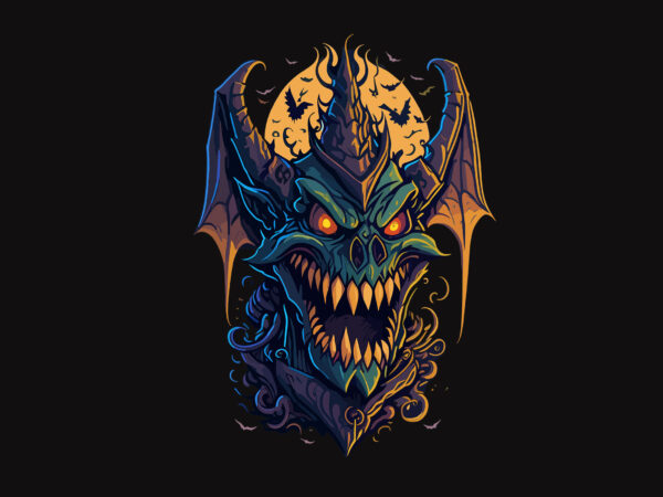 Spooky gargoyle monster halloween tshirt design