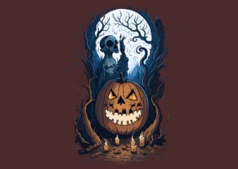 Scarry Ghost Pumpkin Halloween Tshirt Design
