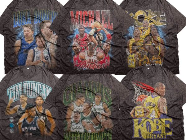 Bootleg sport basketball t-shirt design bundle of six