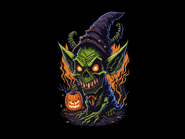 Spooky halloween goblin tshirt design