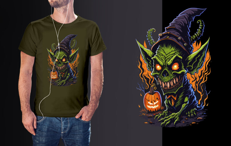 Spooky Halloween Goblin Tshirt Design