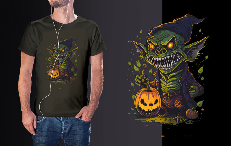 Pumpkin Goblin Halloween Tshirt Design