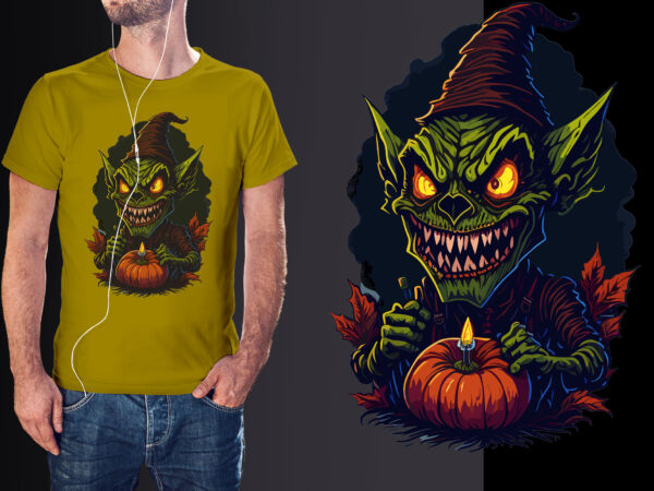 Spooky goblin monster halloween tshirt design
