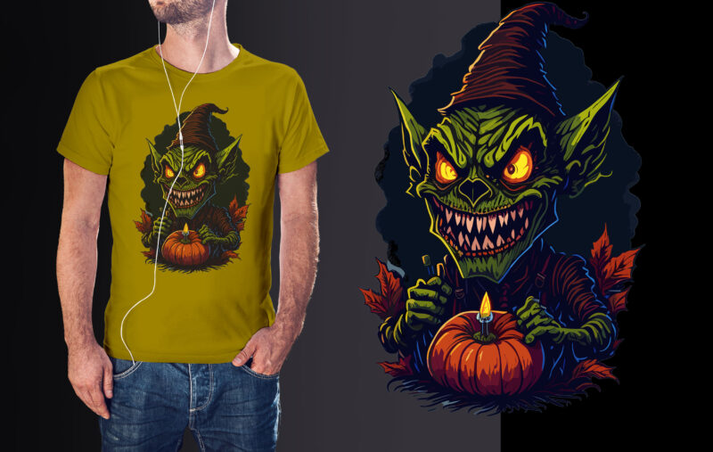 Spooky Goblin Monster Halloween Tshirt Design
