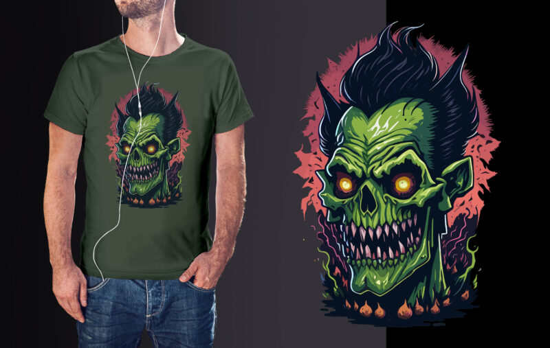Spooky Halloween Monster Tshirt Design