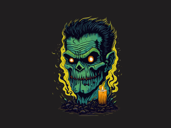 Spooky halloween zombie tshirt design