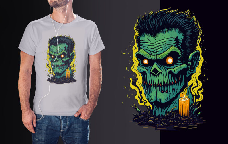 Spooky Halloween Zombie Tshirt Design