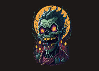 Spooky Skull Zombies Halloween Vector
